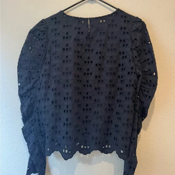Munthe Navy Eyelet Puff-Sleeve Blouse - Picture 4 of 4